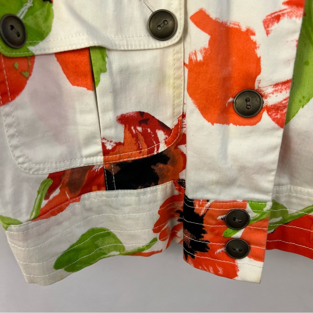 Floral Jacket Multi-Colored Bright Vibrant Womens XL 3/4 SLeeve SPring Summer - Picture 4 of 4